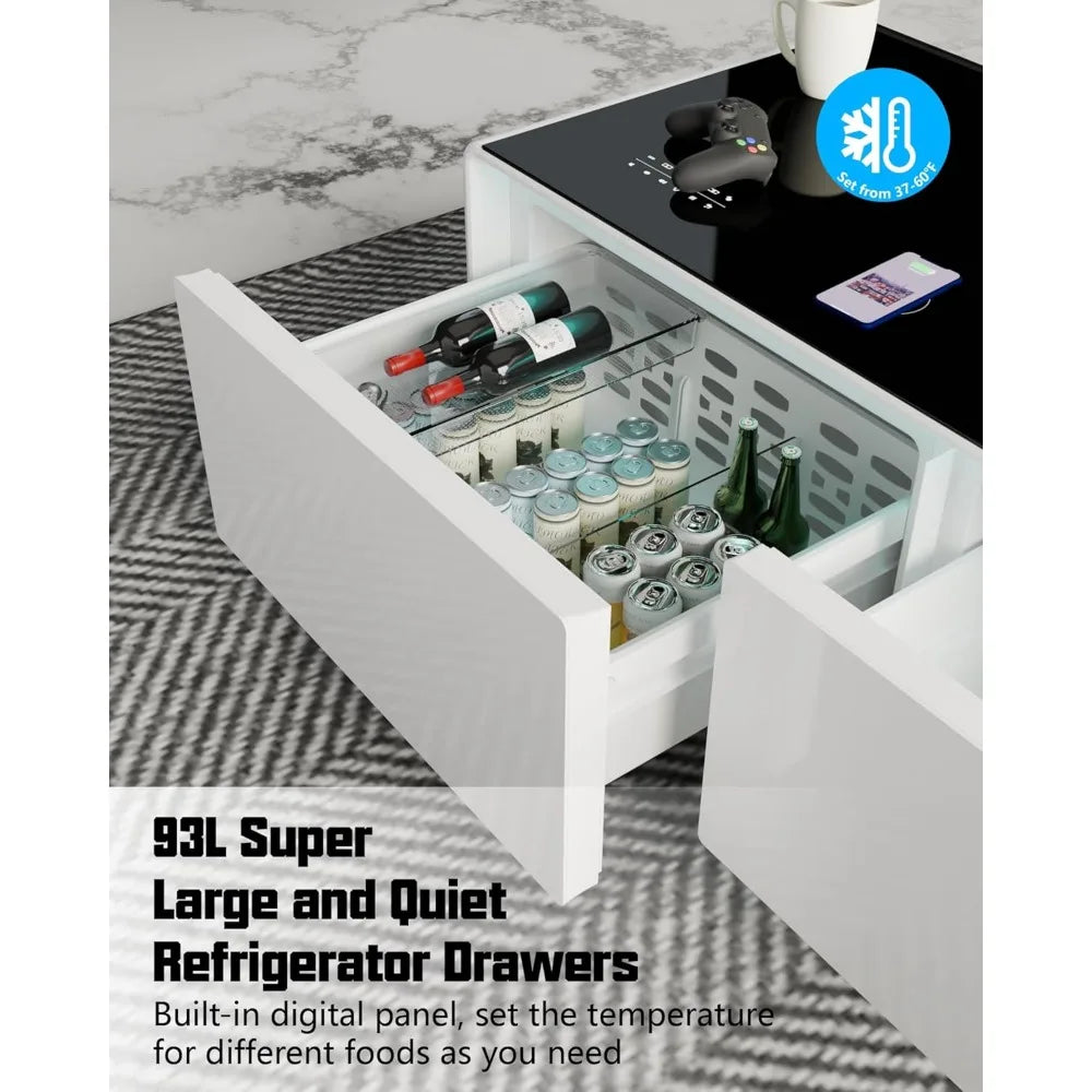 Smart Coffee Table with Fridge & Speakers