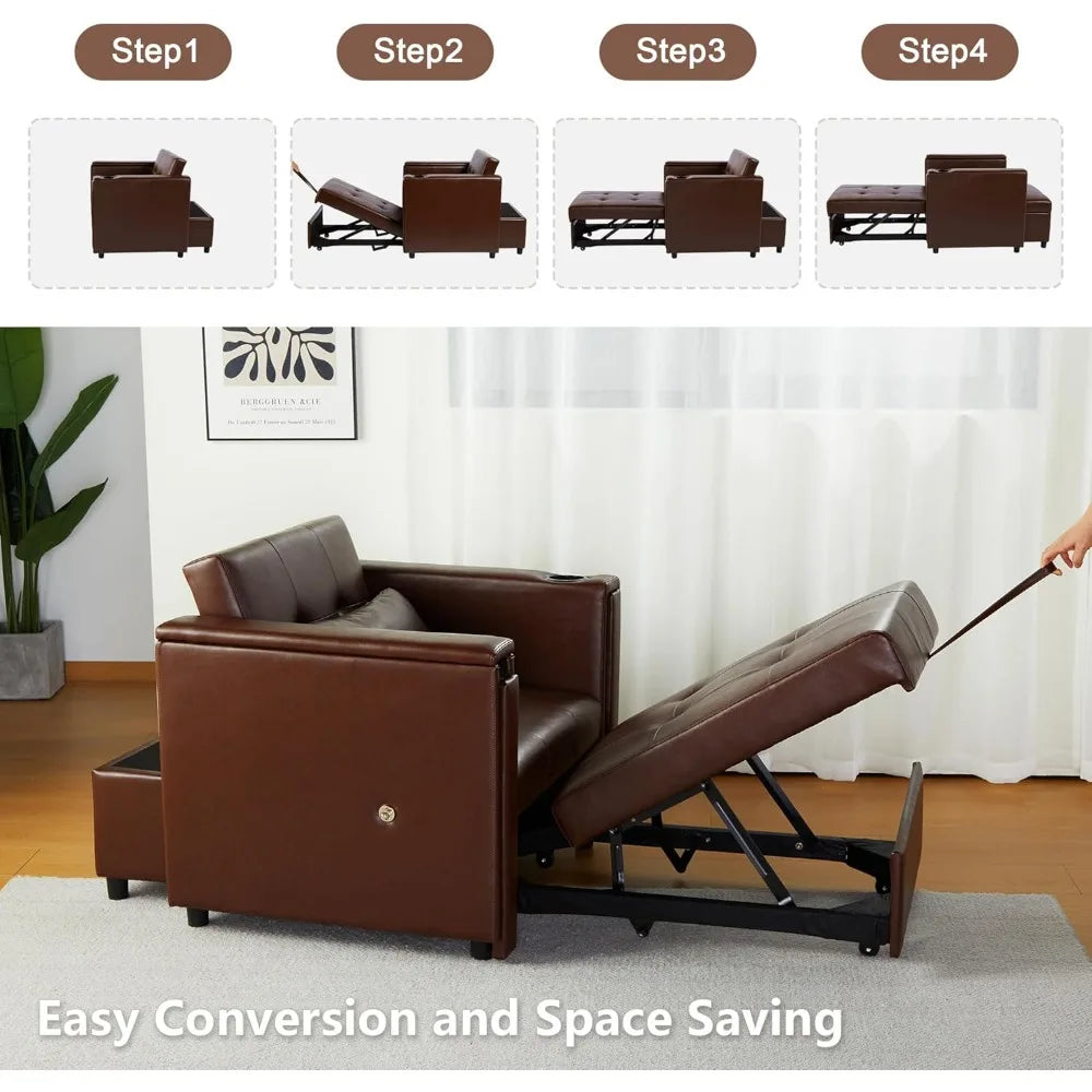 3-in-1 Convertible Leather Chair Bed – Modern Multi-Functional Lounge