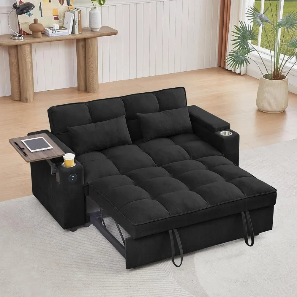 65'' Modern Chenille 360° Pull-Out Sofa Bed