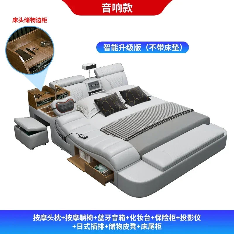 Multifunctional bed with projector smart bed