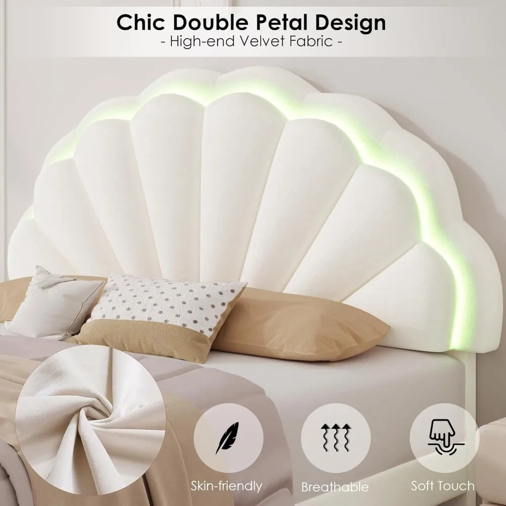 Smart LED Bed with Storage & Adjustable Petal