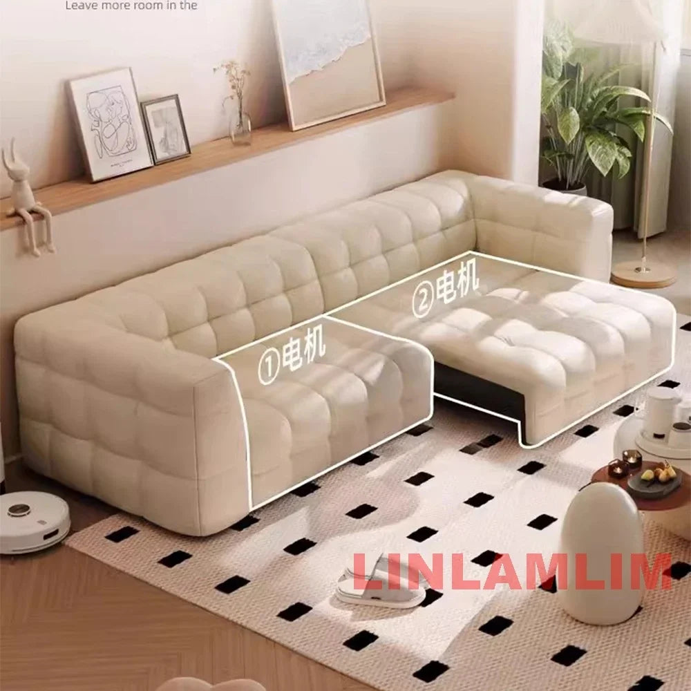 Linlamlim Convertible Sofa Bed – Modern Leather Folding Marshmallow Couch