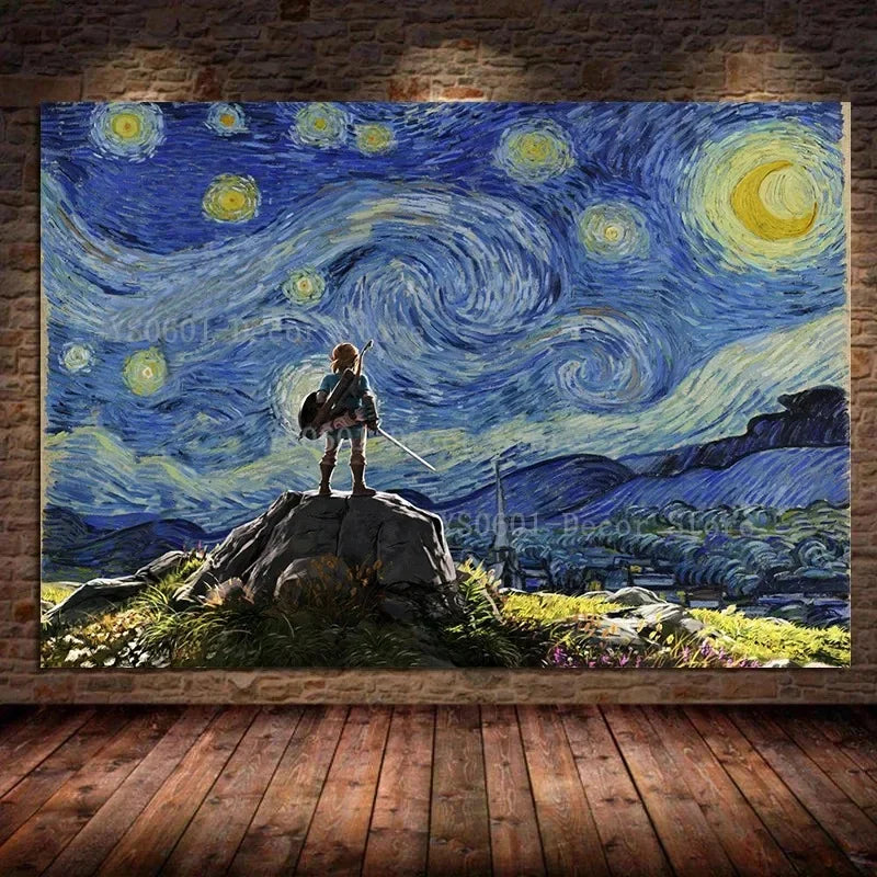 Legend of Zelda x Starry Night Canvas