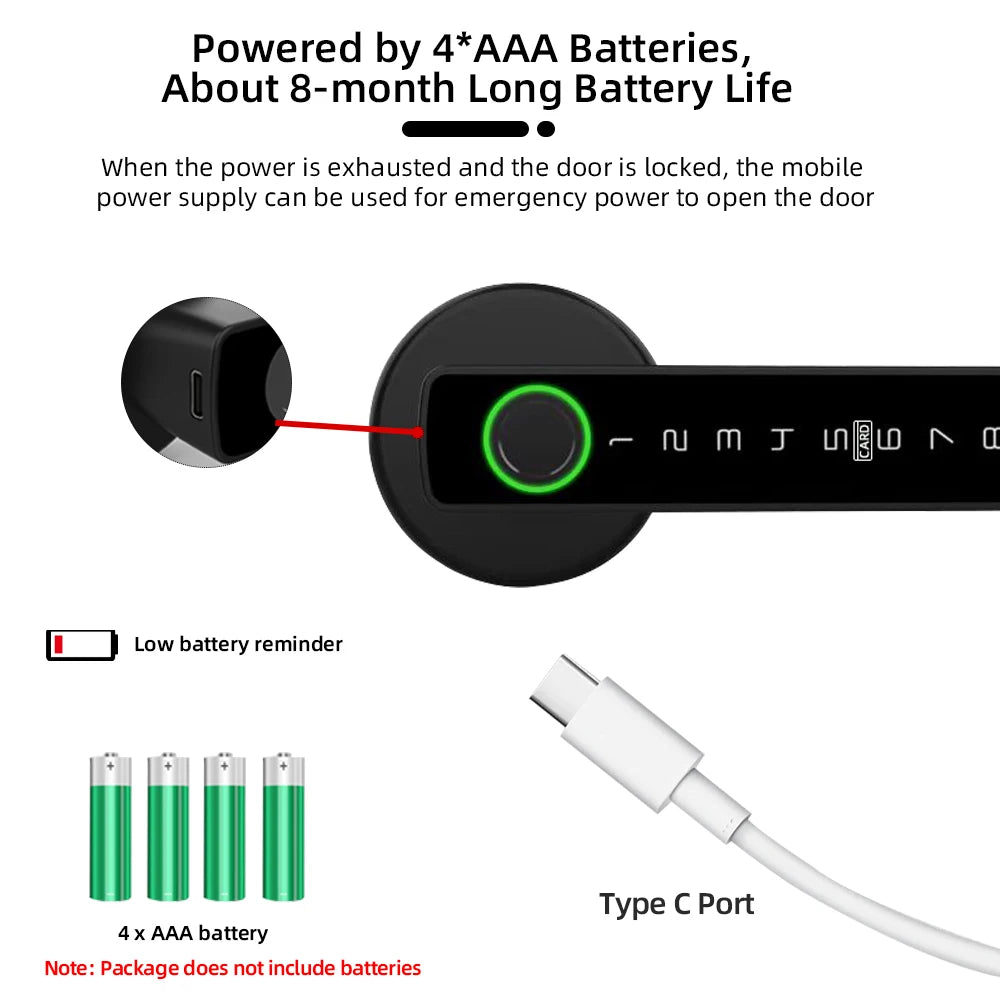 RAYKUBE Tuya BLE Fingerprint Door Lock