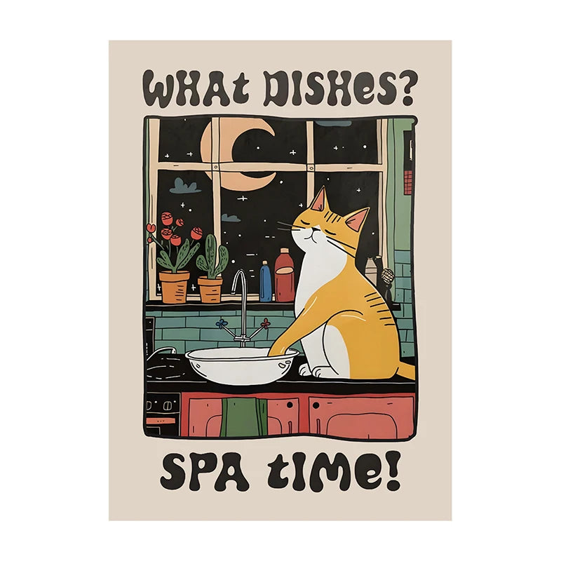 Retro Cat Chef Canvas – Kitchen Wall Art