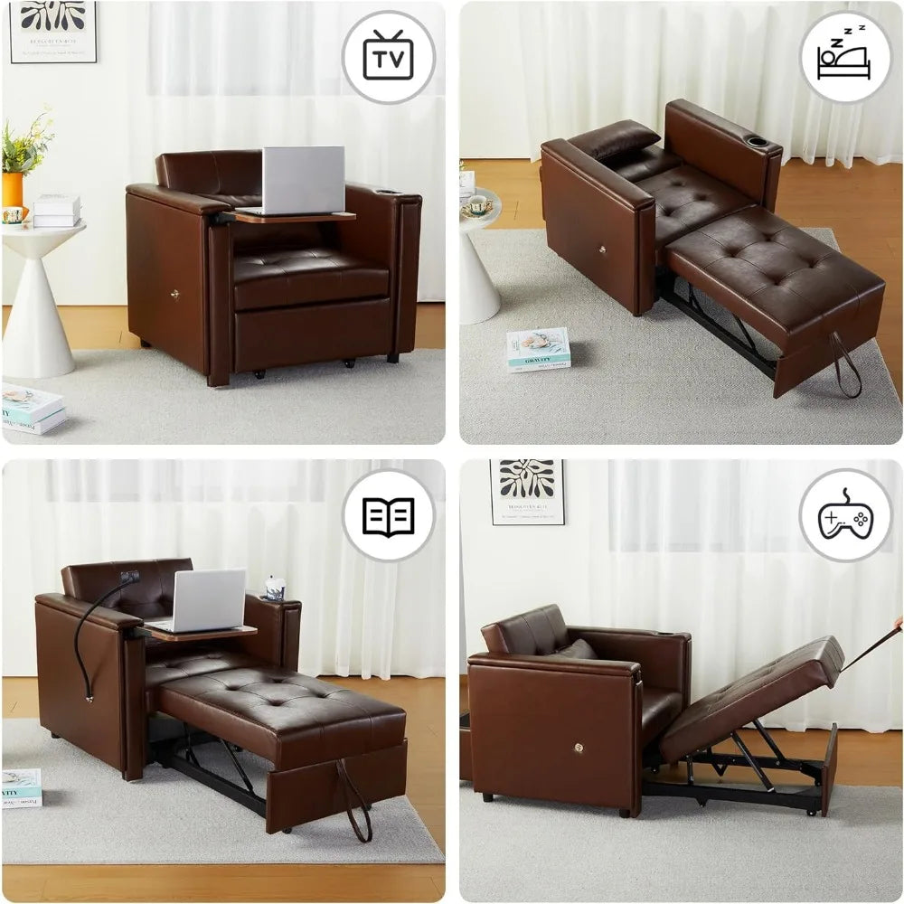 3-in-1 Convertible Leather Chair Bed – Modern Multi-Functional Lounge