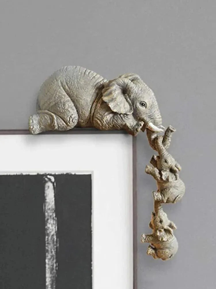 3-Piece Hand-Painted Elephant Resin Figurine Set