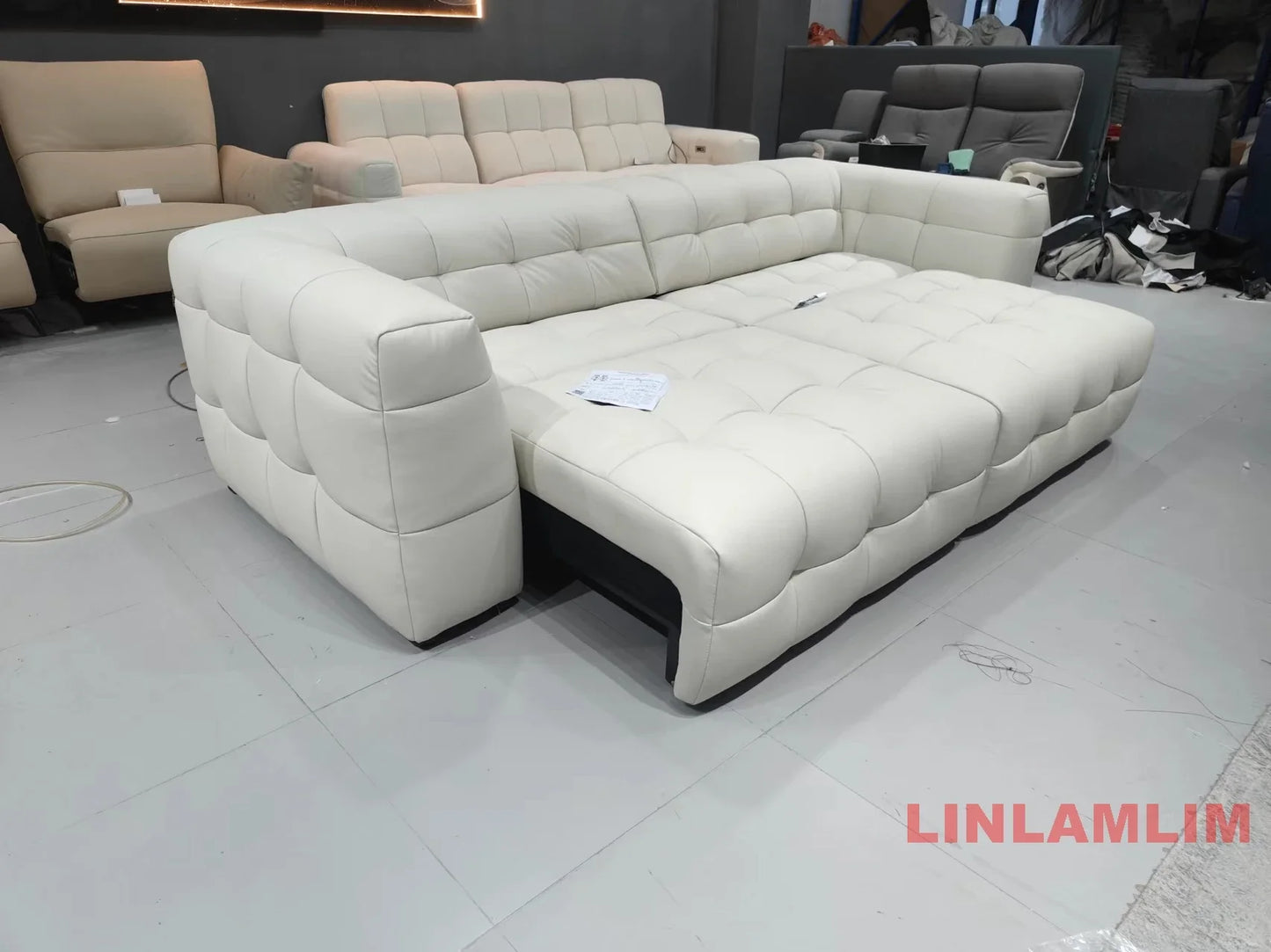 Linlamlim Convertible Sofa Bed – Modern Leather Folding Marshmallow Couch