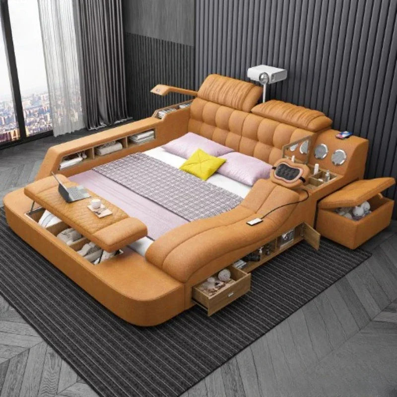 Luxury Smart Queen Bed with Storage Drawers