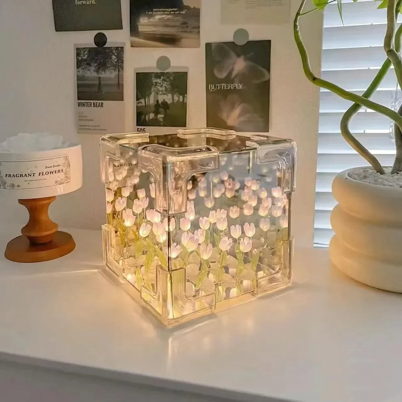 DIY Tulip Flower Sea Cube 3D Night Lamp Kit