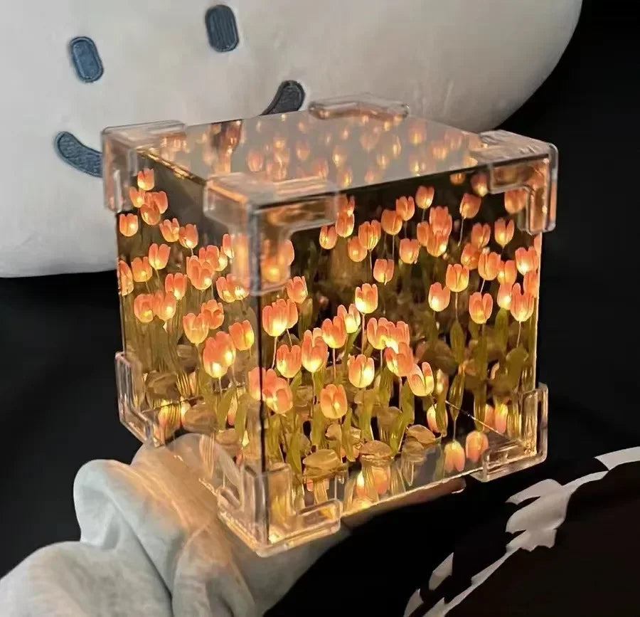 DIY Tulip Flower Sea Cube 3D Night Lamp Kit