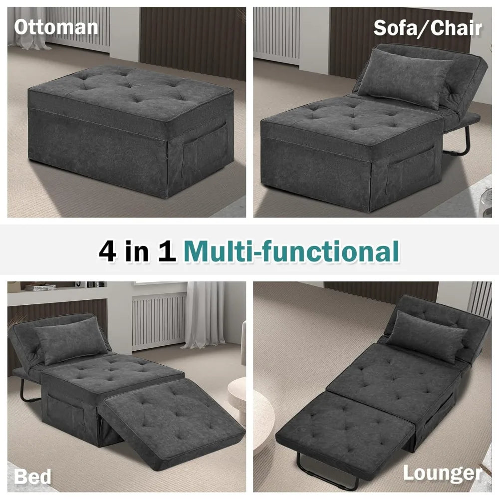 4-in-1 Convertible Ottoman Sofa Bed – Adjustable Pull-Out Sleeper Chair