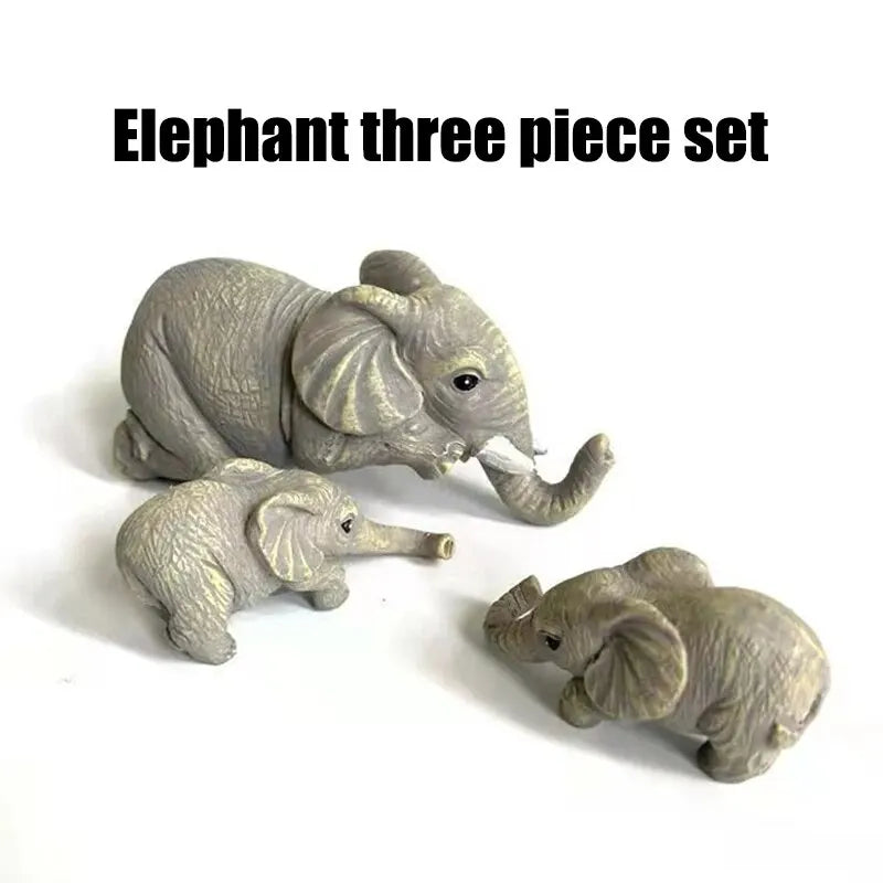 3-Piece Hand-Painted Elephant Resin Figurine Set