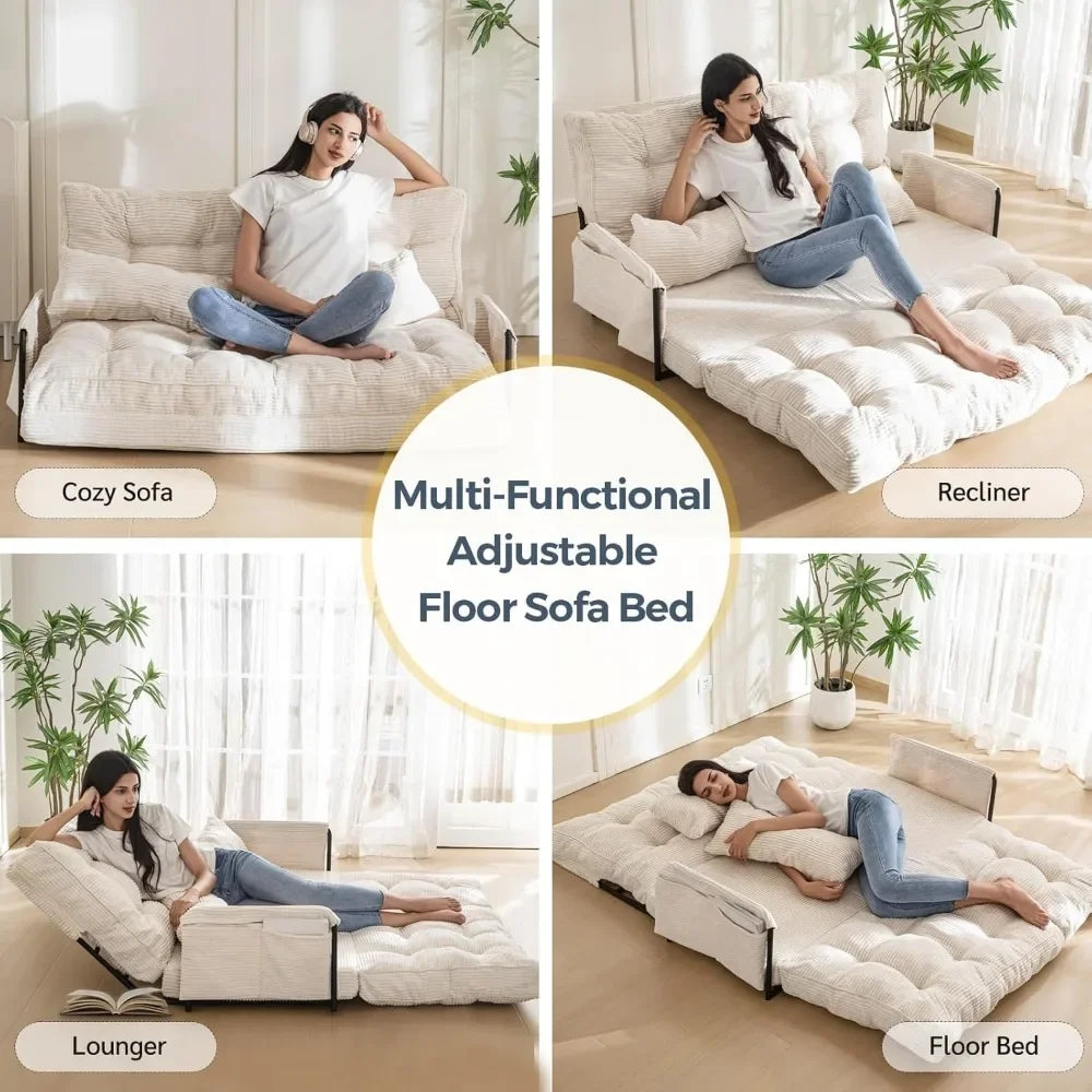 5-Position Adjustable Floor Sofa – Multi-Functional Bean Bag Bed with 2 Pillows