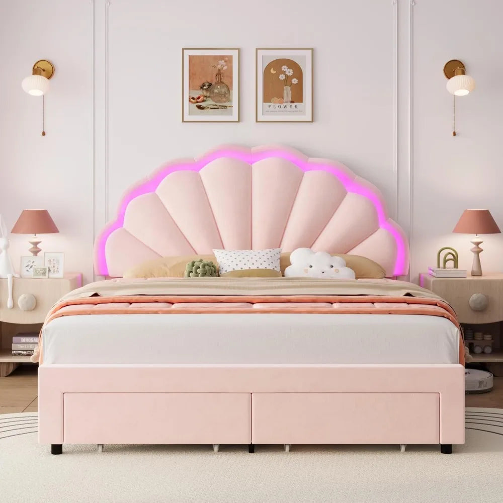 Upholstered Smart LED Bed