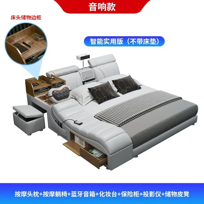 Multifunctional bed with projector smart bed