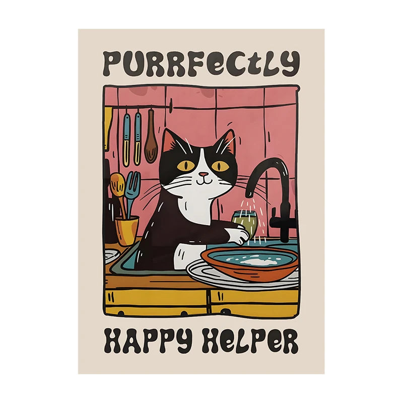 Retro Cat Chef Canvas – Kitchen Wall Art