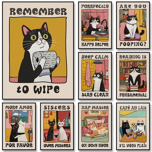 Retro Cat Chef Canvas – Kitchen Wall Art