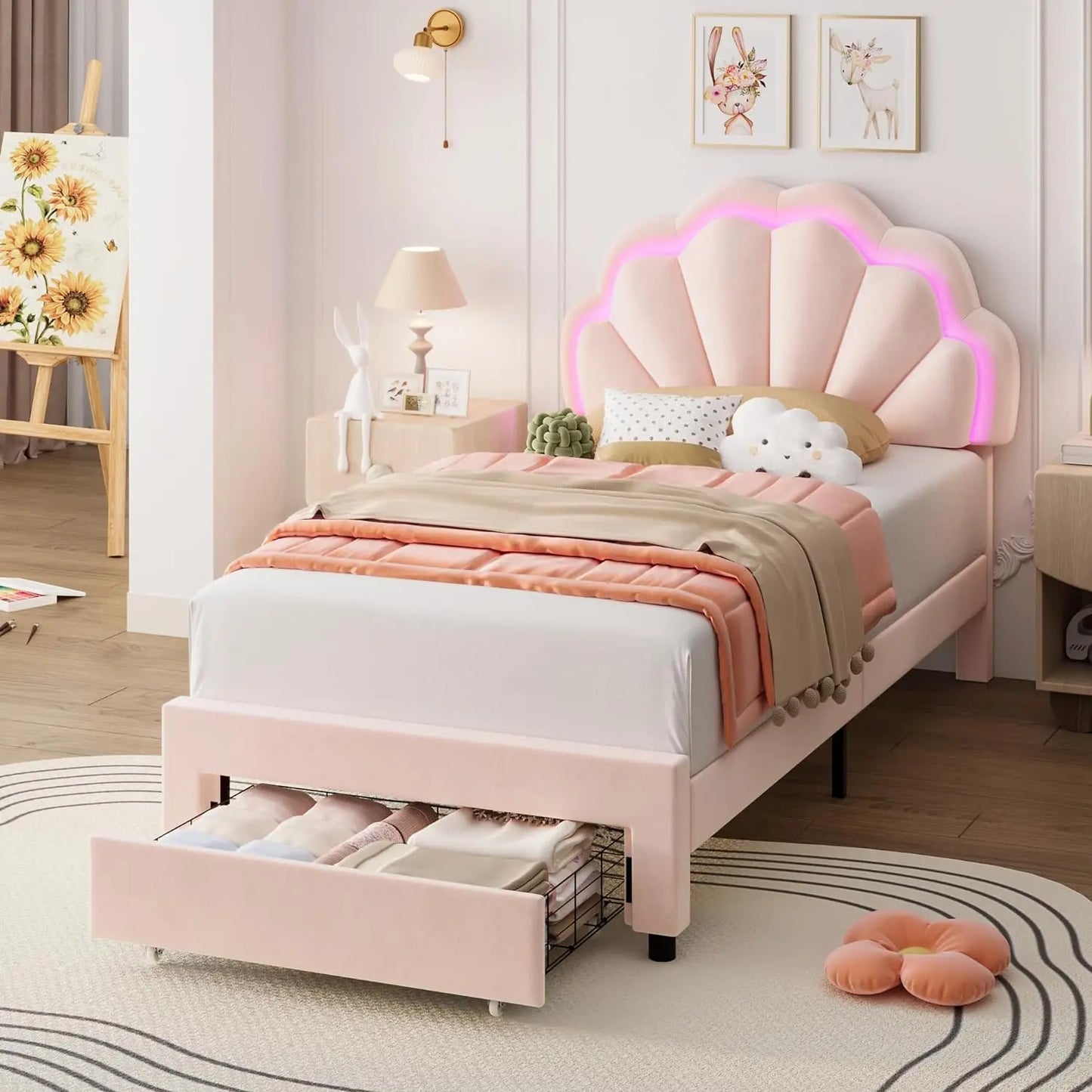 Upholstered Smart LED Bed