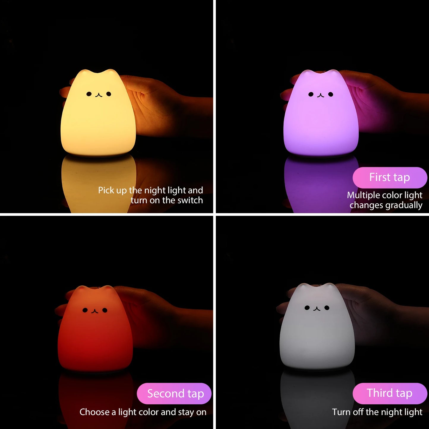 7-Color Mini Kawaii Cat Night Lamp