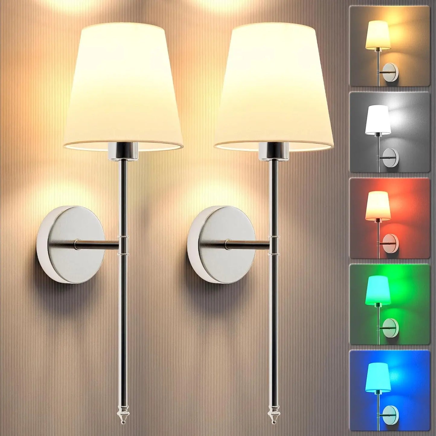 Gold Battery-Operated Wall Sconces.