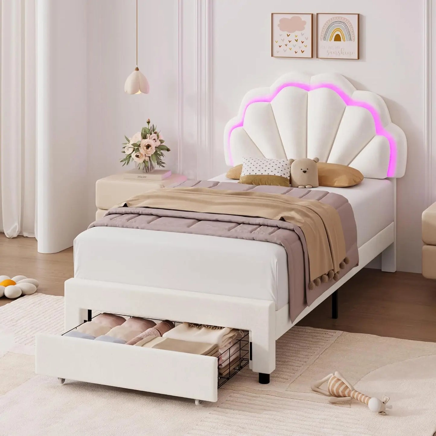 Upholstered Smart LED Bed