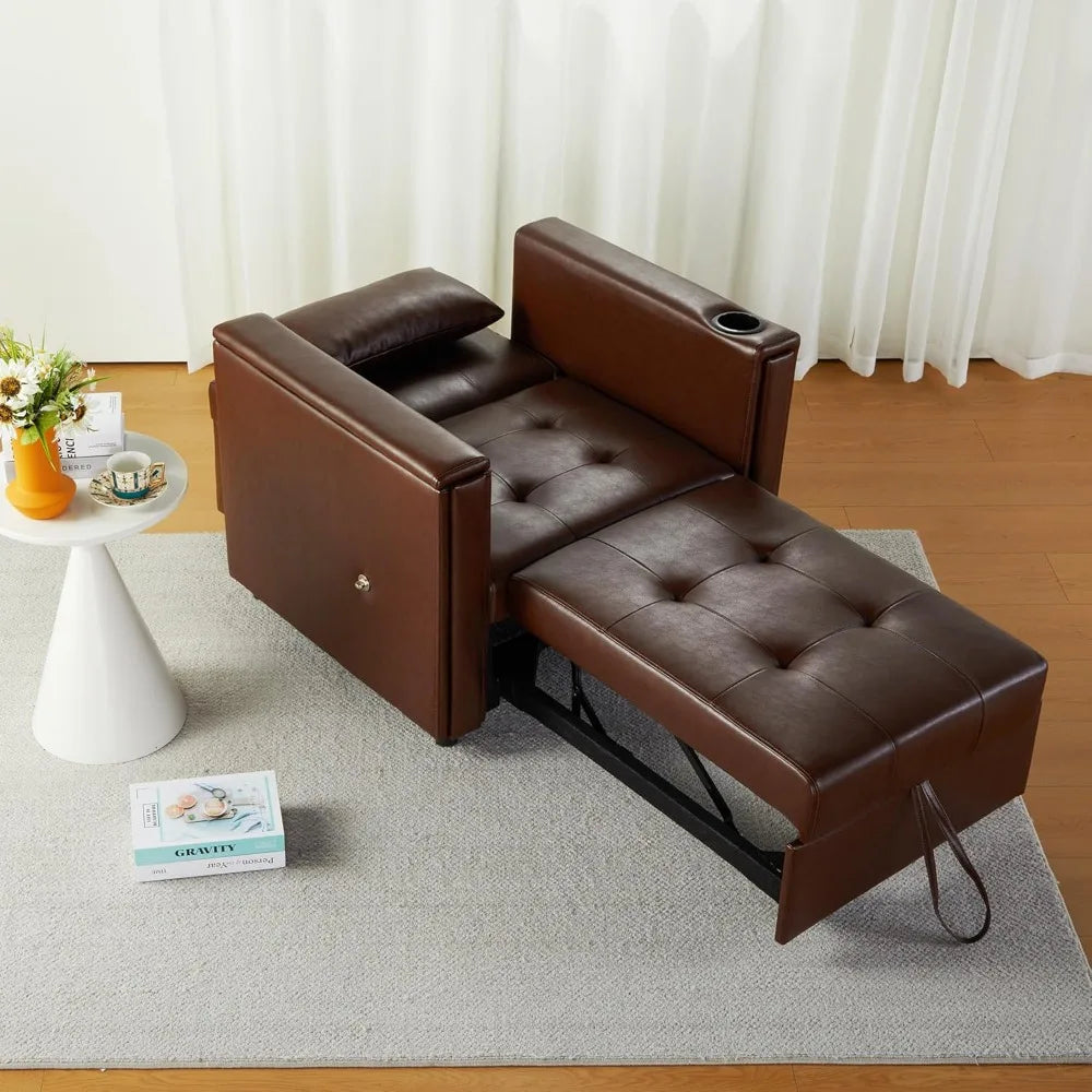 3-in-1 Convertible Leather Chair Bed – Modern Multi-Functional Lounge