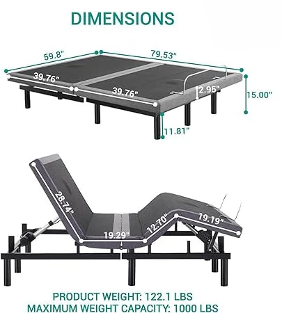 Wireless Remote, Ergonomic Zero-Gravity Smart Bed