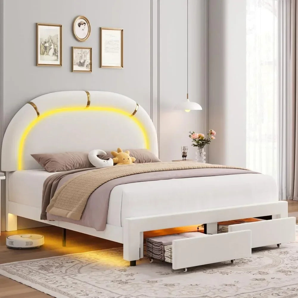 Smart LED Bed with Storage & Adjustable