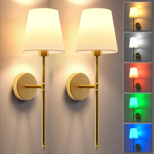 Gold Battery-Operated Wall Sconces.