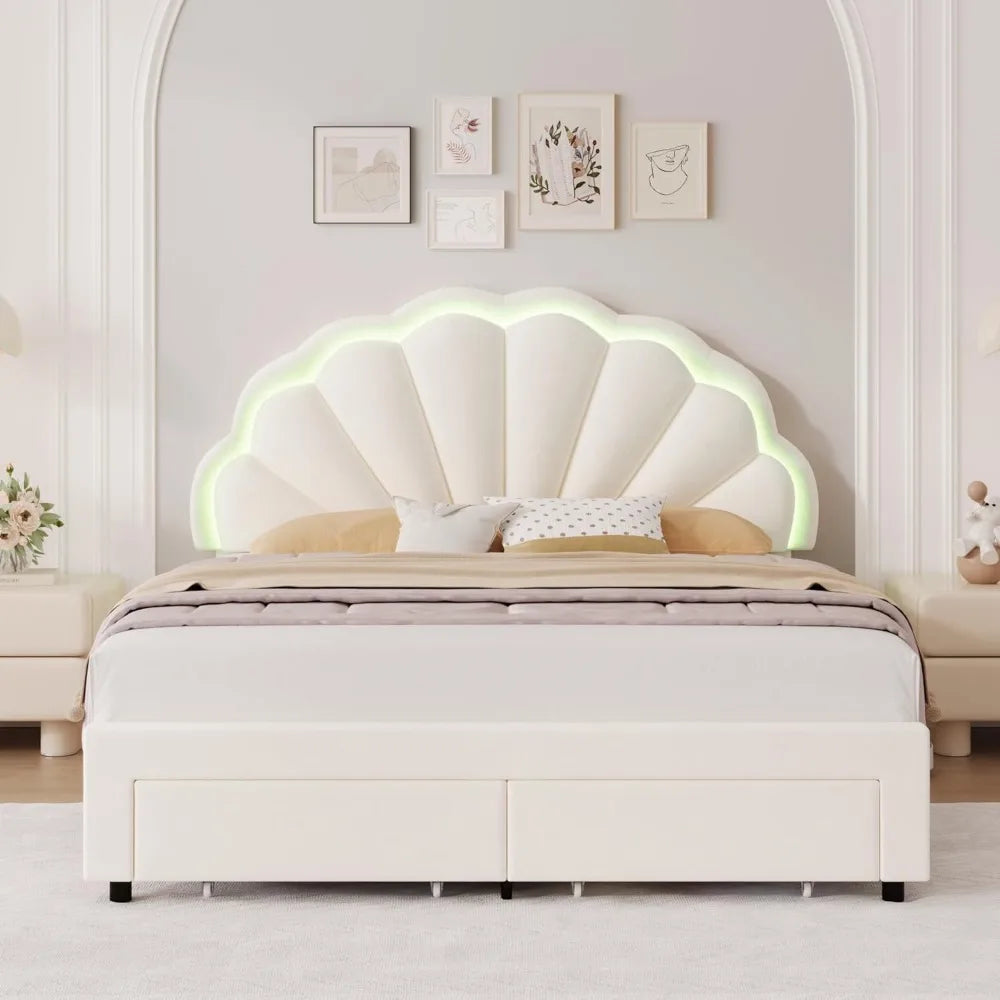 Smart LED Bed with Storage & Adjustable Petal