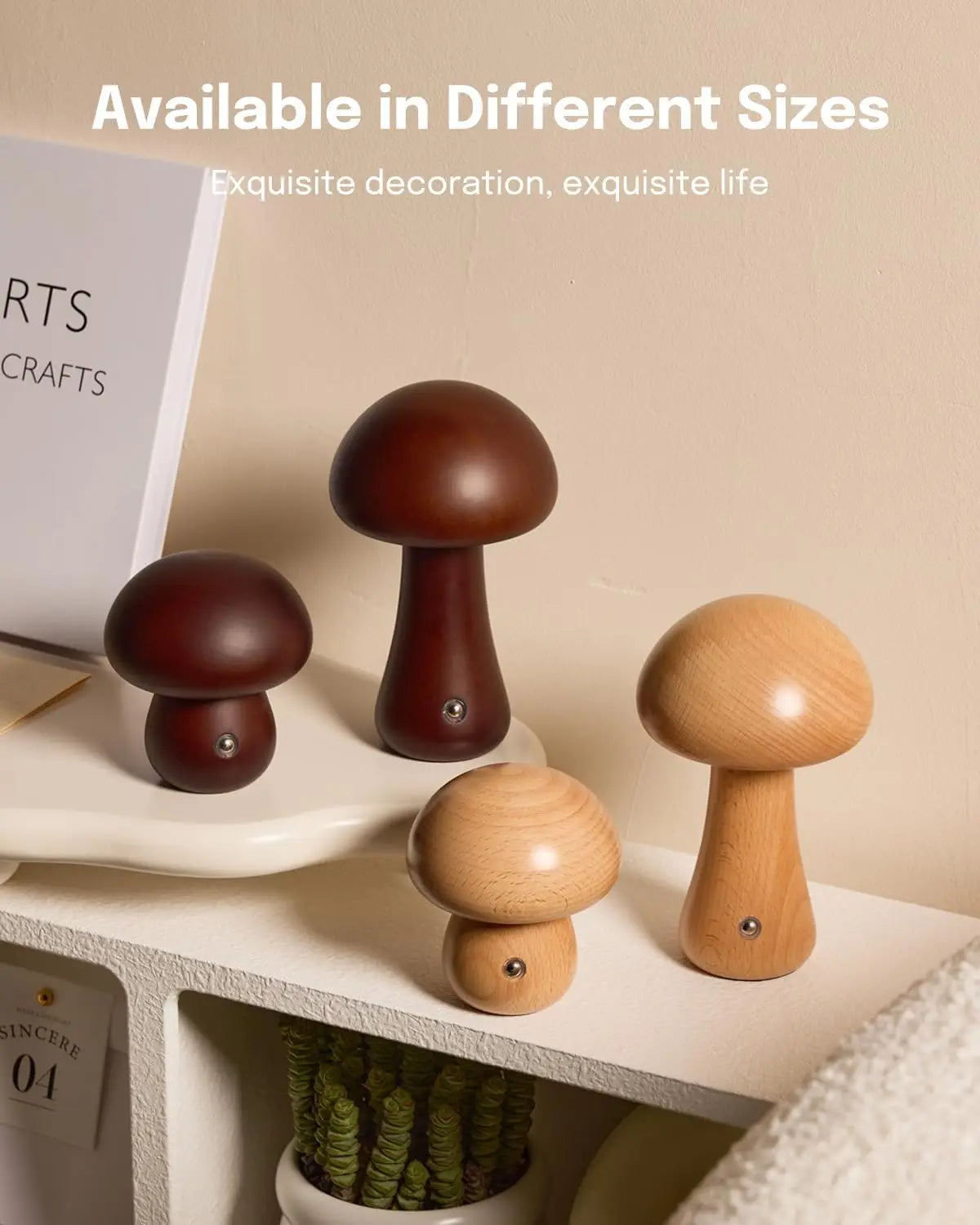 Wooden Cute Mushroom Bedside Table Lamp