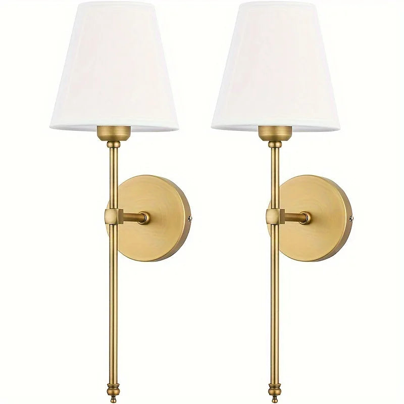 Gold Battery-Operated Wall Sconces.