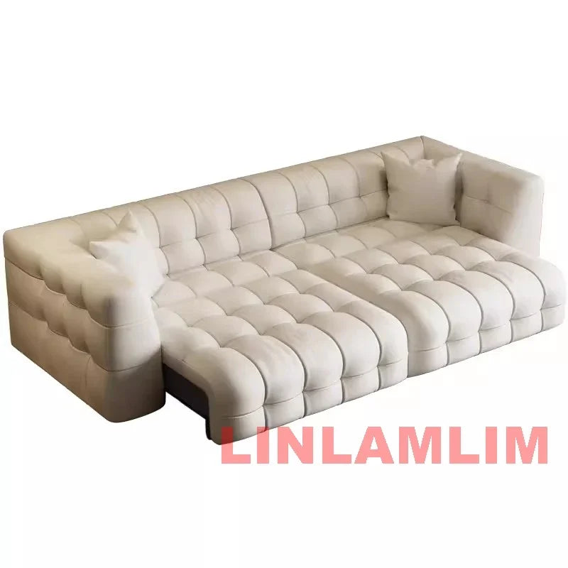 Linlamlim Convertible Sofa Bed – Modern Leather Folding Marshmallow Couch