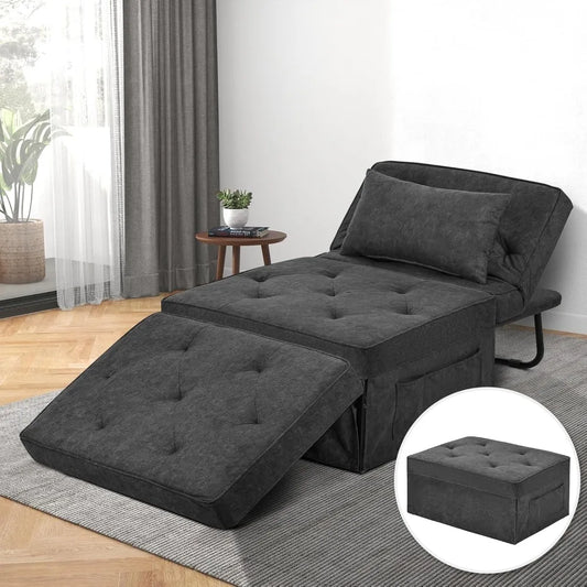 4-in-1 Convertible Ottoman Sofa Bed – Adjustable Pull-Out Sleeper Chair