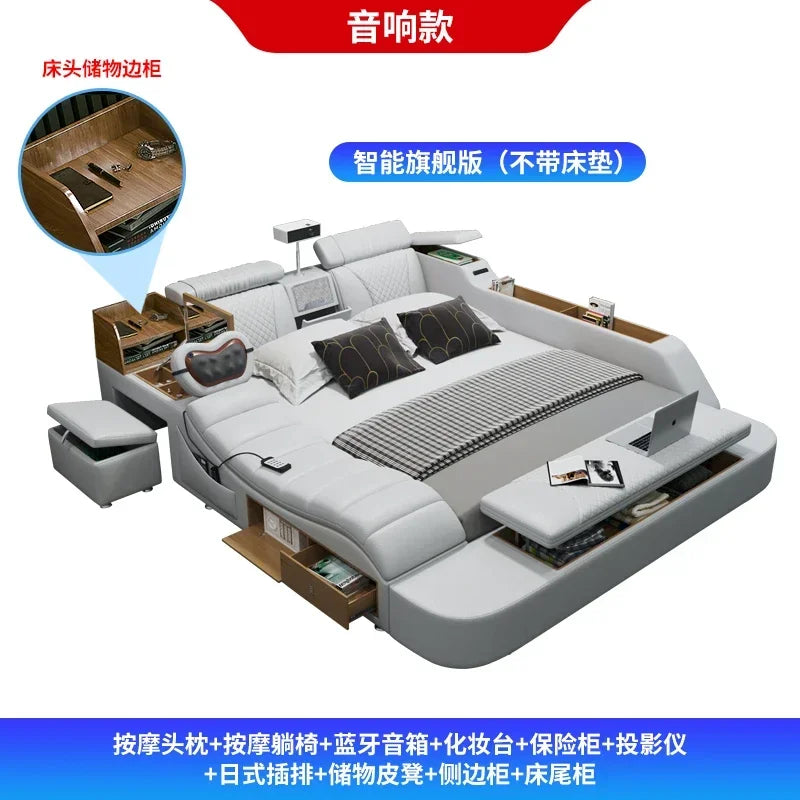 Multifunctional bed with projector smart bed