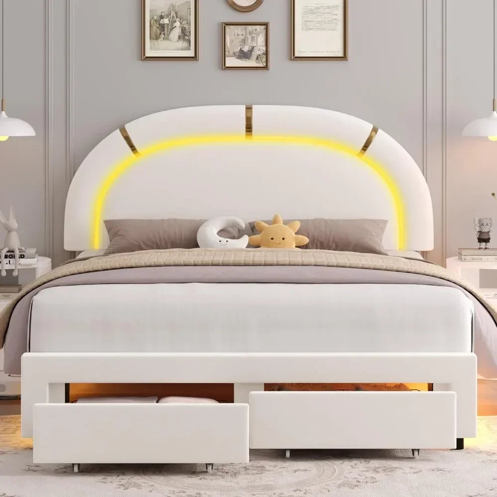 Smart LED Bed with Storage & Adjustable