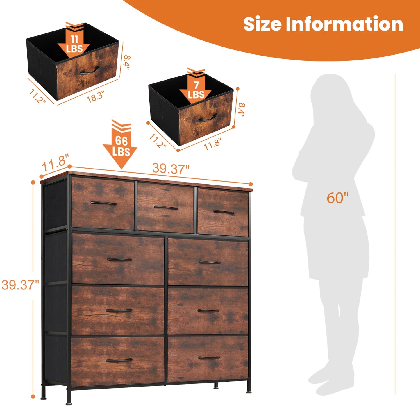 JHK Drawer Wardrobe Cabinet Furniture