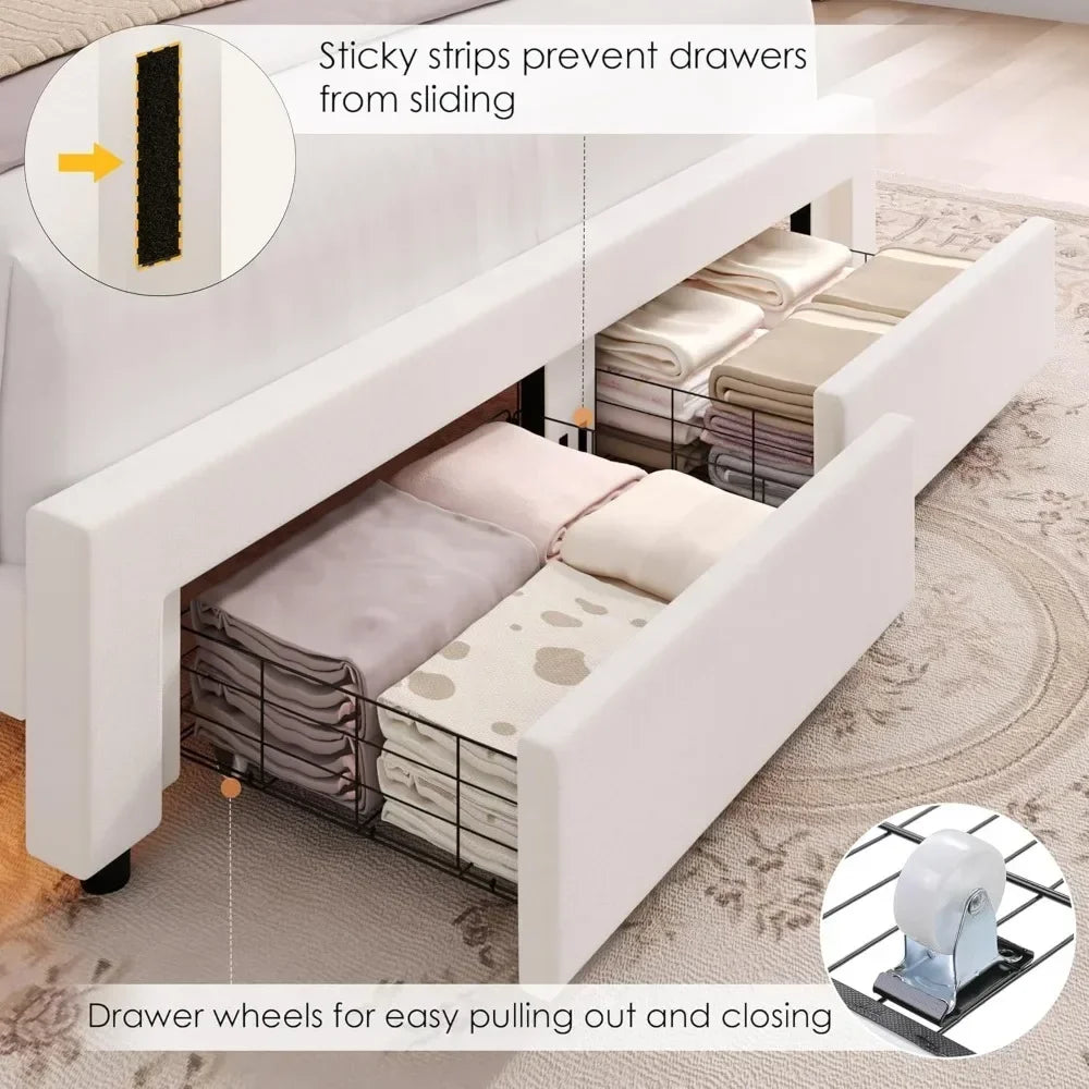 Smart LED Bed with Storage & Adjustable