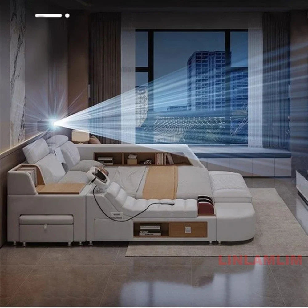 Linlamlim Ultimate Smart Bed  with Massage, Speaker & Projector