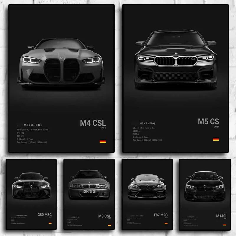 Pop Black And White Luxury Supercar Wall Art