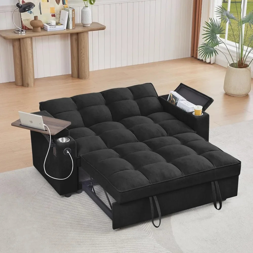 65'' Modern Chenille 360° Pull-Out Sofa Bed