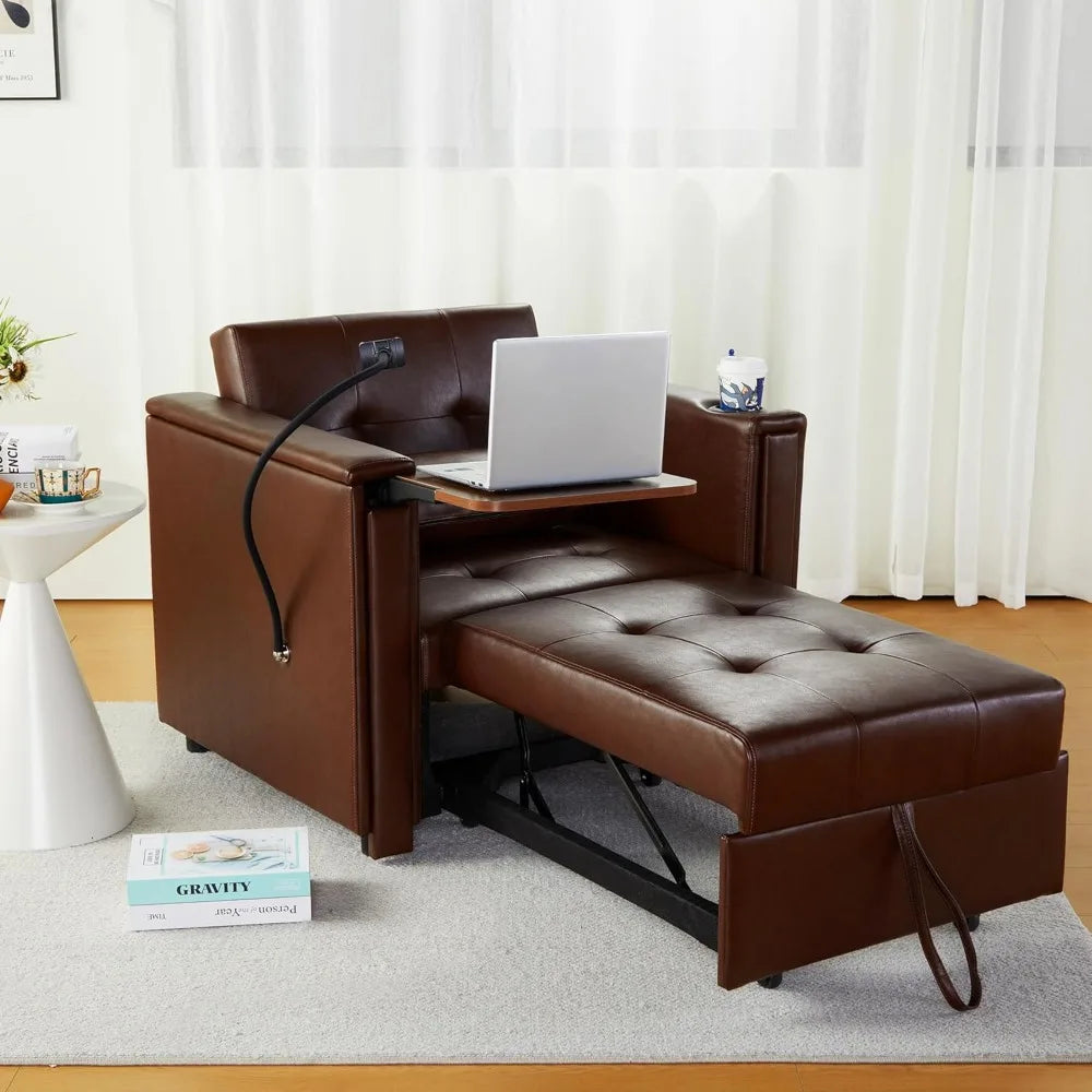 3-in-1 Convertible Leather Chair Bed – Modern Multi-Functional Lounge