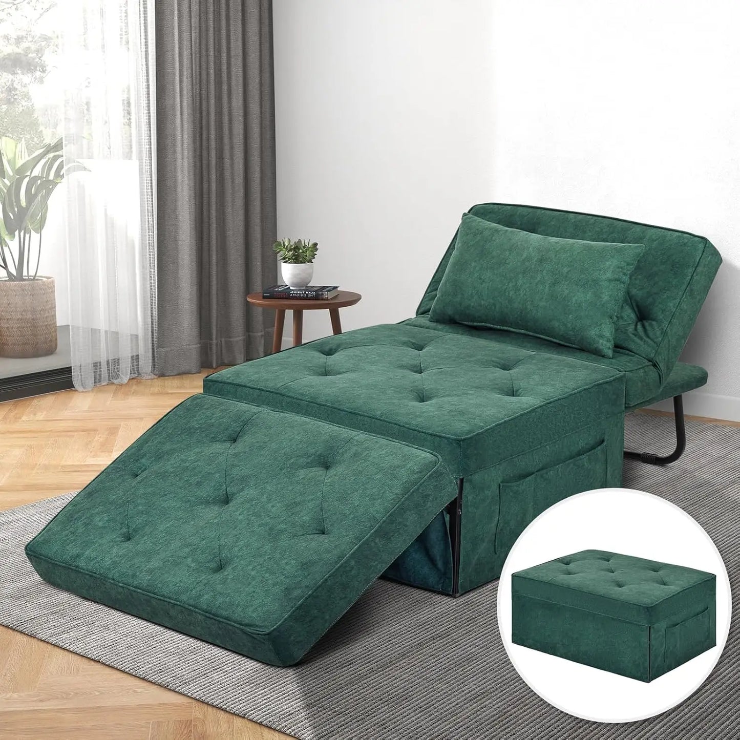 4-in-1 Convertible Ottoman Sofa Bed – Adjustable Pull-Out Sleeper Chair