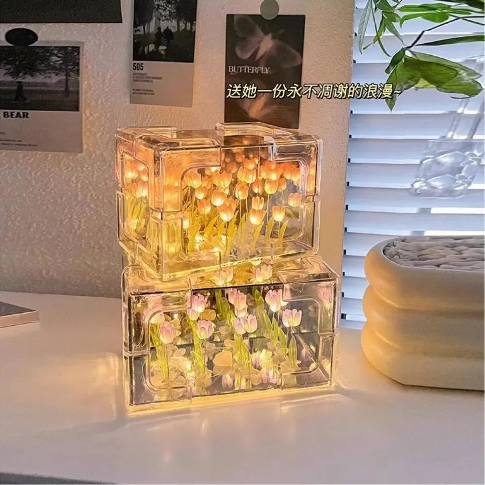 DIY Tulip Flower Sea Cube 3D Night Lamp Kit